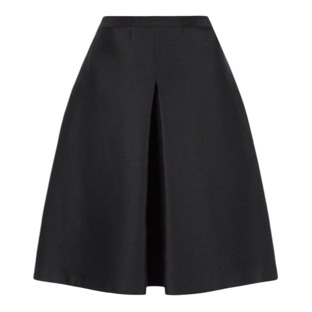 Burberry Black A-Line Pleated Midi Skirt